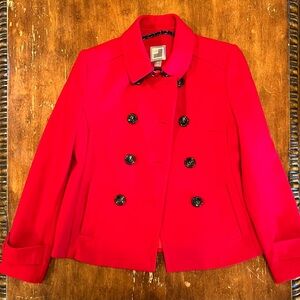 NWT JCP Red wool blend pea coat. Womens’ Sz L